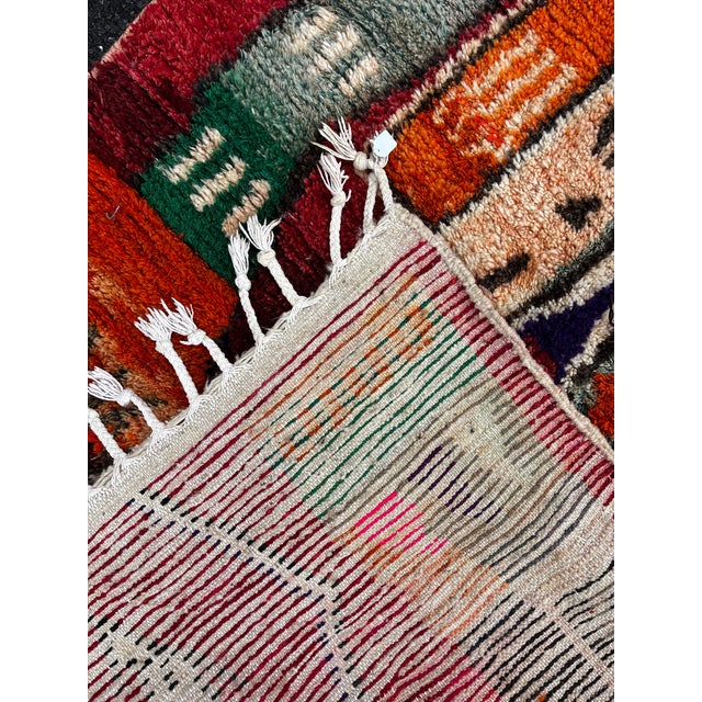 Bright Pink Abstract Colorful Moroccan Wool Rug For Sale - Image 8 of 8