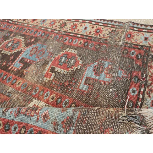 Galerie Shabab Collection Early 20th Century Distressed Caucasian Kazak Rug For Sale - Image 9 of 10