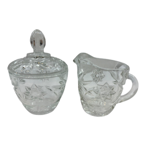 Mid 20th Century Anchor Hocking Prescut Creamer & Sugar Set