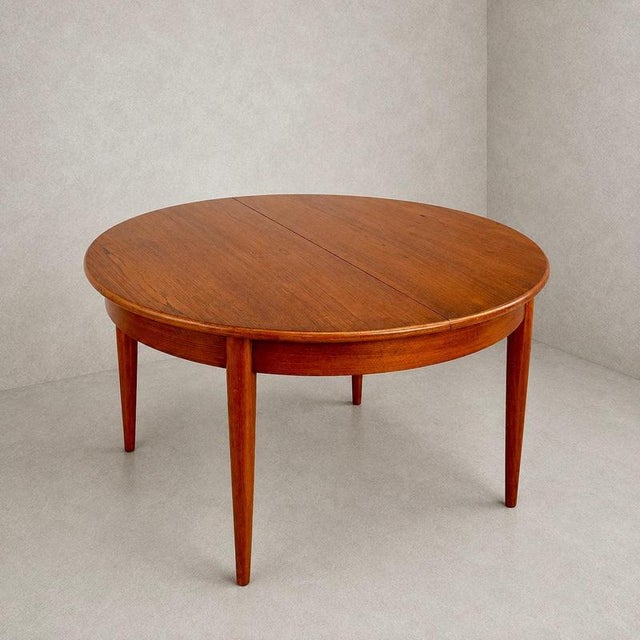 Mid-Century Danish Teak Round Extending Dining Table, 1960s For Sale - Image 11 of 11