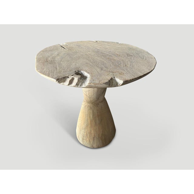 Andrianna Shamaris St. Barts Organic Teak Wood Round Table For Sale - Image 12 of 18