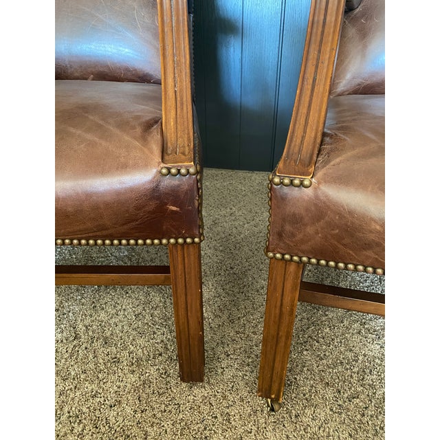 Ralph Lauren for Henredon Leather Executive / Library Chairs — Pair For Sale - Image 13 of 16