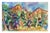 Colorful watercolor painting of abstracted mountains by Aptos, California artist Virginia J. Hughins (American,...