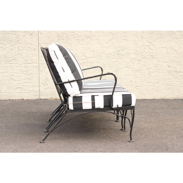 Vintage Wrought Iron Three-Piece Outdoor Garden Sofa For Sale - Image 4 of 11