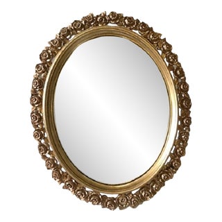 1964 Syroco Oval Goldtone Mirror With Easel Back For Sale