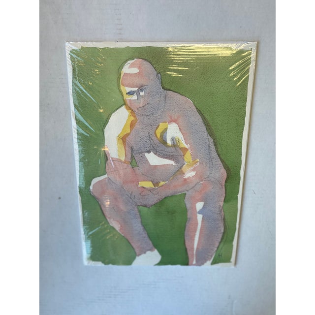 Contemporary Figurative Watercolor Painting, Signed "H", Model Identified as Peter, 2016. For Sale - Image 4 of 6