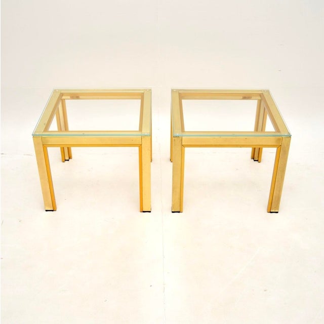 A very stylish and well made pair of vintage Italian brass side tables by Zevi, dating from the 1970’s. They are of superb...
