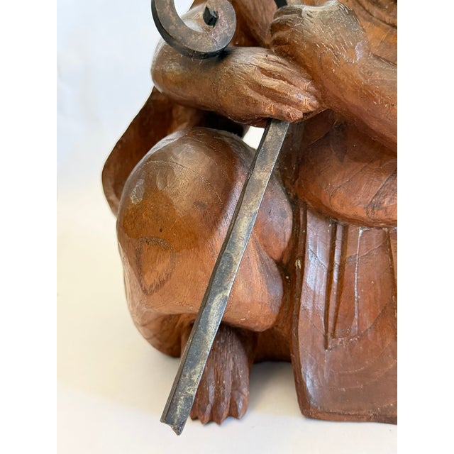 Antique Wood Carving of a Monkey in a Monk's Robe For Sale - Image 10 of 15