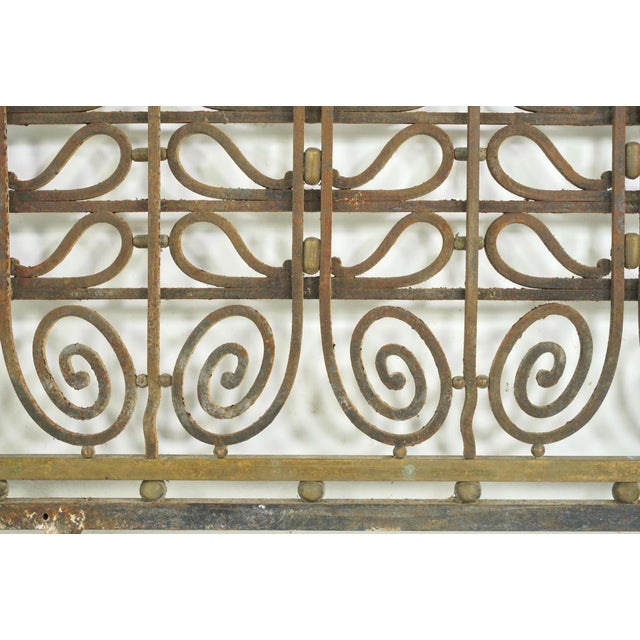 Mid 20th Century Pair of European Hollywood Regency Wrought Iron & Brass Grills For Sale - Image 6 of 10