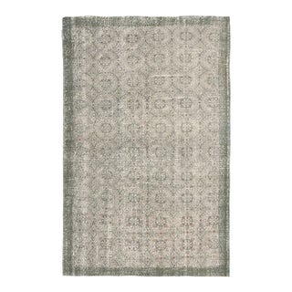 1970s Vintage Turkish Oushak Handmade Wool Cotton Gray Area Rug For Sale