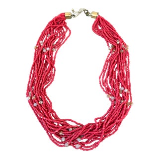 Vinted Multi Strand Glass Beaded Necklace For Sale