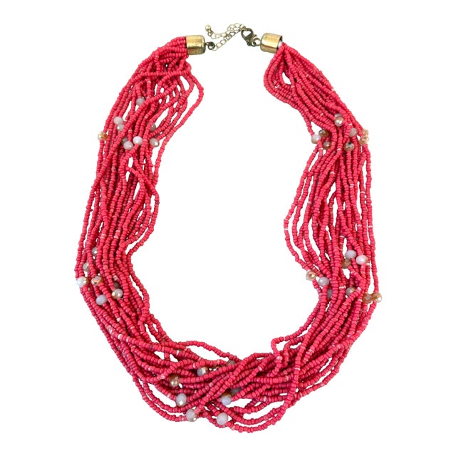 Vinted Multi Strand Glass Beaded Necklace For Sale