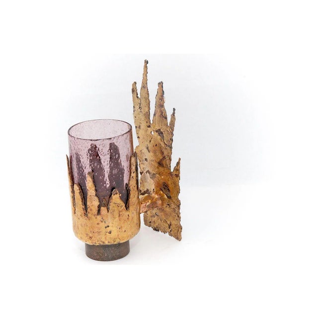 Metal Brass and Glass Sconce, 1970s For Sale - Image 7 of 18