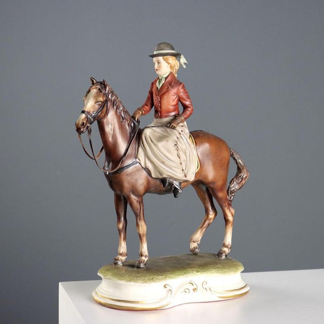 Young Woman on Horseback in Ceramic by Zani for Capodimonte For Sale - Image 9 of 9
