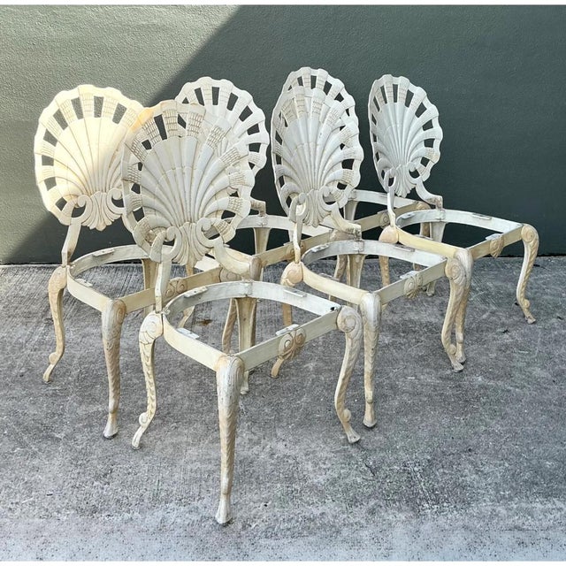Vintage Cast Aluminum Shell Back Grotto Chairs - Set of 6 For Sale - Image 12 of 12