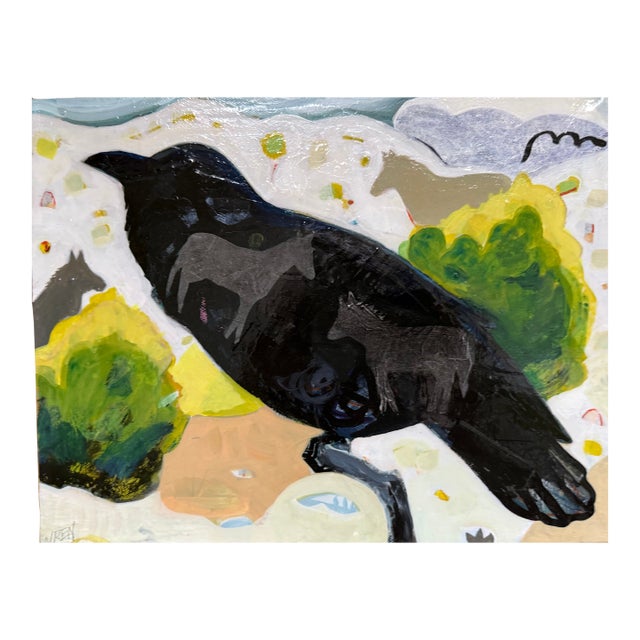 “Companero De Caballos” a Raven and Horse Painting by LWren Walraven For Sale
