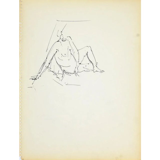 Female Figure is an original pencil drawing on ivory paper made by Herta Haausmann (1892-1972). Black marker pen on paper....