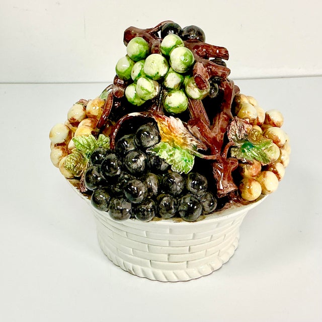 1950s Vintage Majolica Italian Hollywood Regency Grape Clusters Topiary. For Sale - Image 11 of 18