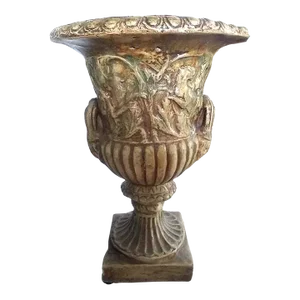 Vintage Rococo/Italian Style Molded Composite Resin and Ceramic Pedestal Planter Urn