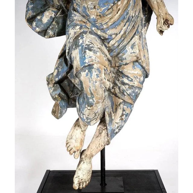17th Century Italian Carved and Polychrome Angel Figures - a Pair For Sale - Image 4 of 11