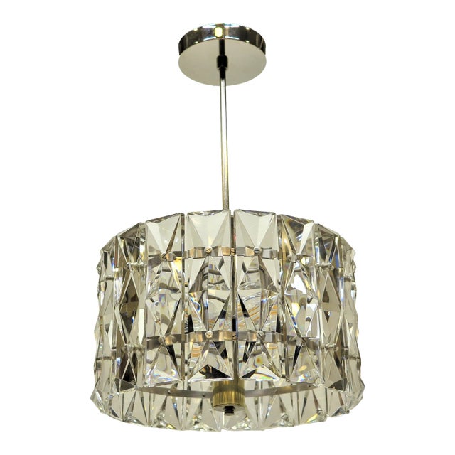 1960s Mid Century Prism Faceted Crystal Kinkeldey Pendant For Sale