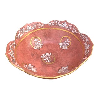 Vintage Chinese Cinnabar Decorative Lotus Shaped Bowl For Sale