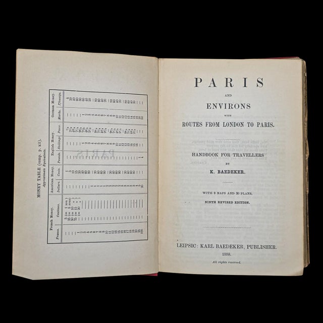 Victorian Antique Travel Book, Baedeker’s Paris and Its Environs, Maps, Guide, Victorian For Sale - Image 3 of 12