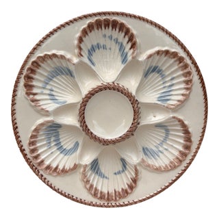 19th Century Majolica Oyster Plate Longchamp For Sale