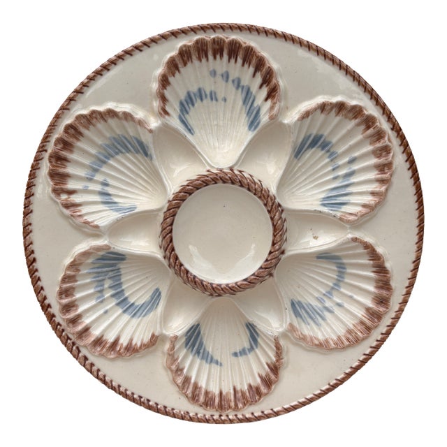 19th Century Majolica Oyster Plate Longchamp For Sale