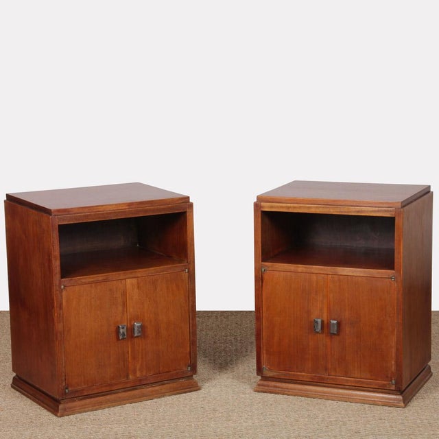 Vintage French Wooden Bedside Tables, 1930s, Set of 2, in Good conditions. Designed 1920 to 1949