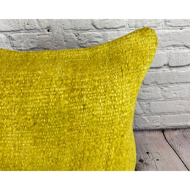 Turkish 20 x 20 Hemp Pillow Turkish Cushion Natural Green Pillow Cushion Cover For Sale - Image 3 of 4