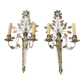 1930’s French Silver Plated Sconces - a Pair For Sale