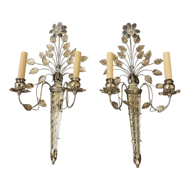 1930’s French Silver Plated Sconces - a Pair For Sale
