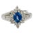 Blue Sapphire Oval and White Diamond Ring in Platinum Size 6.5 For Sale