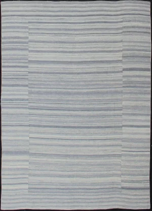Large Flat Weave Kilim in Variegated Striped With Modern Design