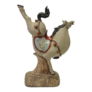 Chinese Ceramic Tan Color Artistic Horse Back Legs Up Figure