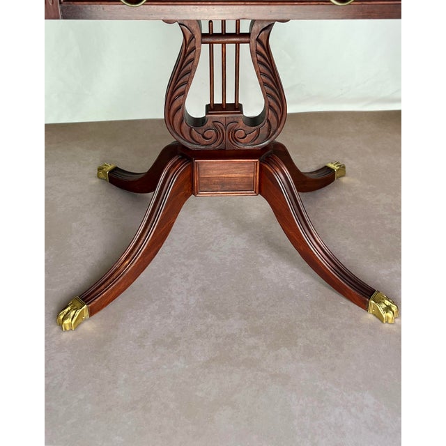 Early 20th Century Duncan Phyfe Revival Lyre Pedestal Mahogany Pembroke Side Table For Sale - Image 10 of 12
