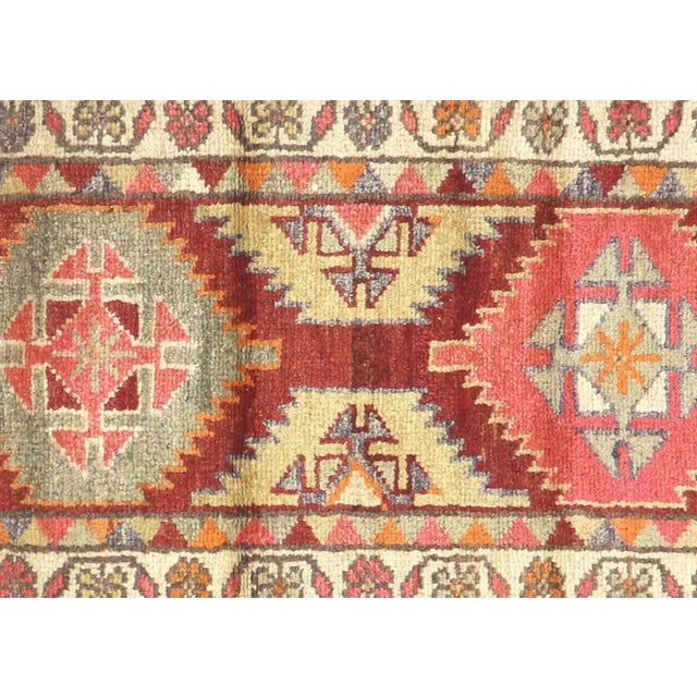1960s Turkish Oushak Runner. Handwoven with wool on wool foundation in the Oushak region of Western Turkey. The Anatolian...