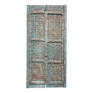 Antique Doors Indo Spanish Carved Teak Carved Barndoors 91 For Sale