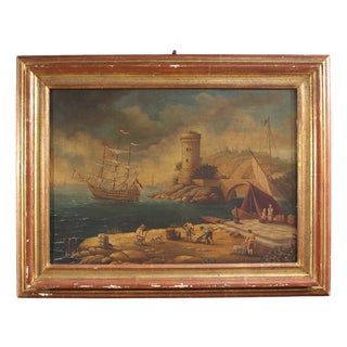 Italian Artist, Harbor View, 1950, Oil on Canvas, Framed For Sale