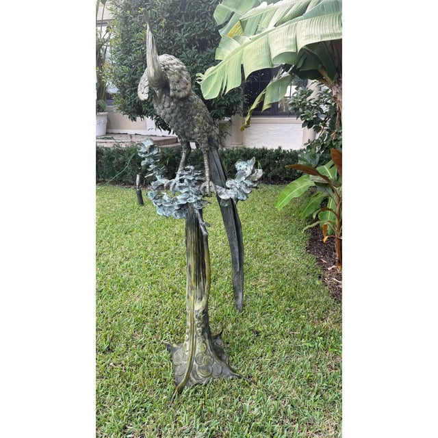 Hollywood Regency Mid 20th Century Monumental Signed Bronze Phoenix Sculpture by P. J. Moser – 68" Tall For Sale - Image 3 of 16