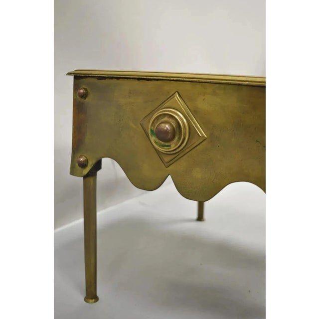 Metal Antique English Victorian Solid Brass Footman Fireplace Trivet For Sale - Image 7 of 11