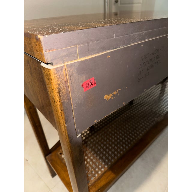 Vintage Drexel 3-Drawer Console Table / Buffet Server With Cane Shelf For Sale - Image 10 of 11