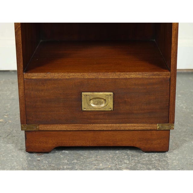 Vintage Military Campaign Nightstands with Brown Leather Top For Sale - Image 10 of 16