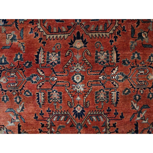 1910s Red Antique Persian Sarouk Hand Knotted Wool Rug For Sale - Image 4 of 12