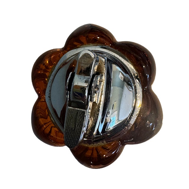 Mid-Century Amber Glass Table Lighter Sculptural Pedestal Form For Sale - Image 9 of 12