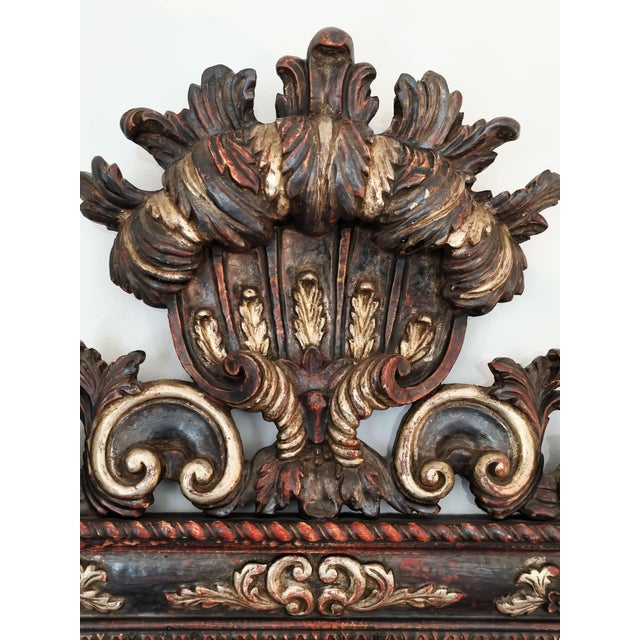 Vintage Baroque Revival Carved Wood Mirror, 1960s For Sale - Image 4 of 12
