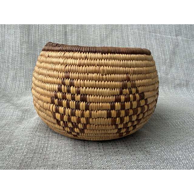 Woven Vintage Geometric Coil Basket For Sale - Image 15 of 15