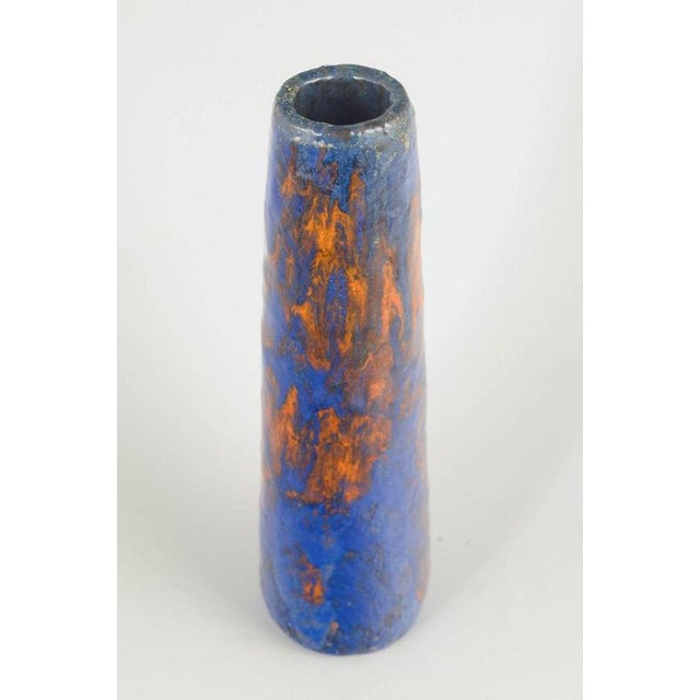 European studio ceramicist Unique vase, 1979. Very tall and slender vase in stoneware featuring a rare and experimental...
