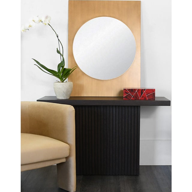 2020s Matthew Izzo Home Vanna Espresso Oak Slab Console Table With Slatted Pedestal Base For Sale - Image 5 of 5